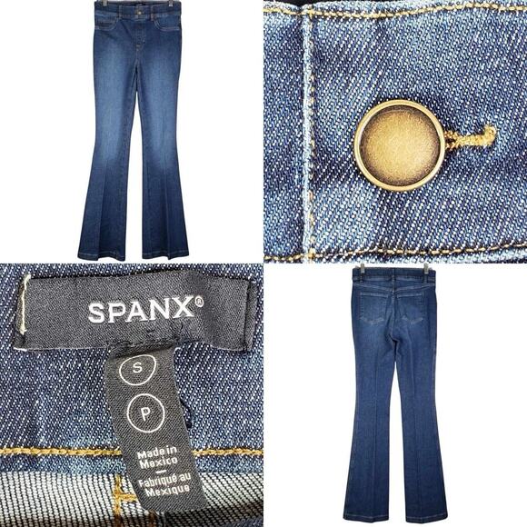 Spanx Jeans Womens Size Small S Blue High Rise Flared Booty SpanxShape Pull On - Picture 1 of 11